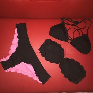 Victoria secrets black bikini 2 tops 1 bottom
